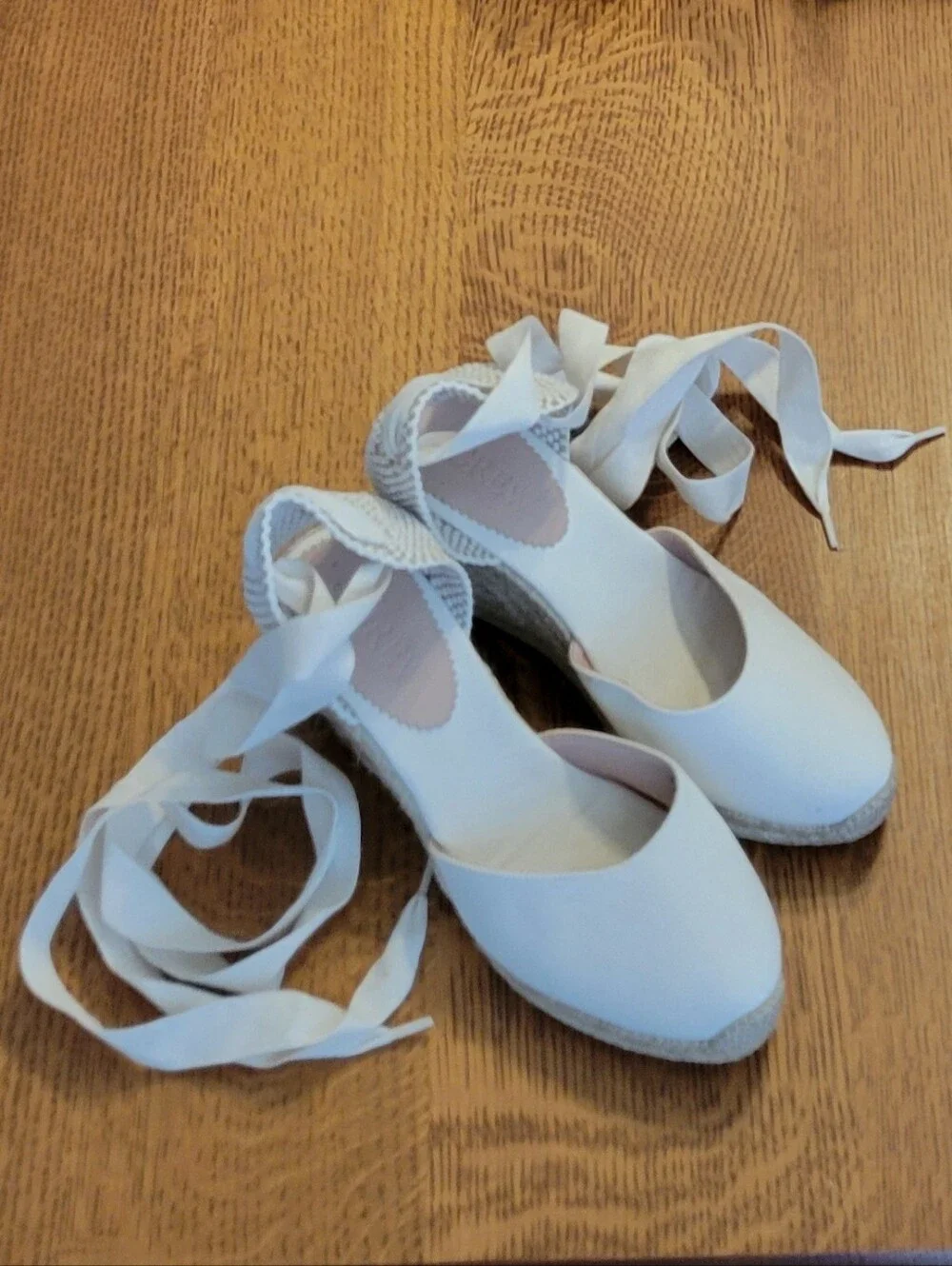 J. Crew Made-in-Spain Lace-up High Heel Espadrilles - Ivory